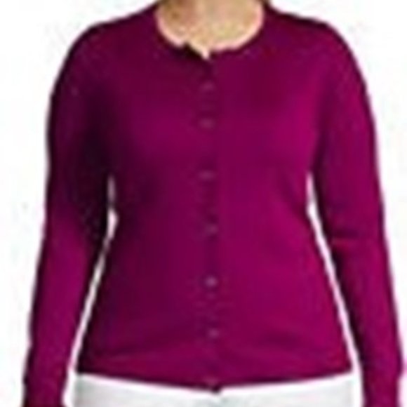Lands' End Sweaters - Lands End 5X Cardigan Soft Gorgeous Pink Persian Plum Button Up Crew Sweater NEW